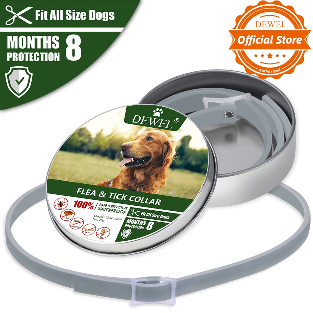 Dewel Dog Collar Anti Flea Mosquitoes Ticks Insect Waterproof Herbal Pet Collar 8 Months Protection Dog Accessories