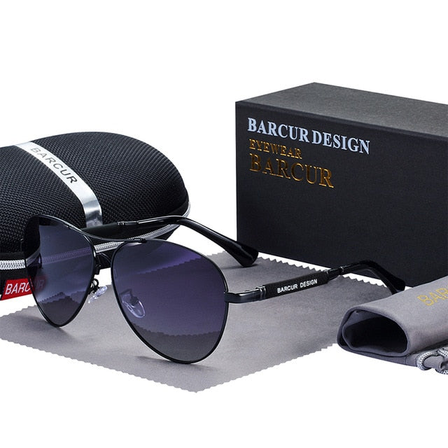 BARCUR Design Titanium Alloy Sunglasses Polarized Men's Sun Glasses Women Pilot Gradient Eyewear Mirror Shades Oculos De Sol