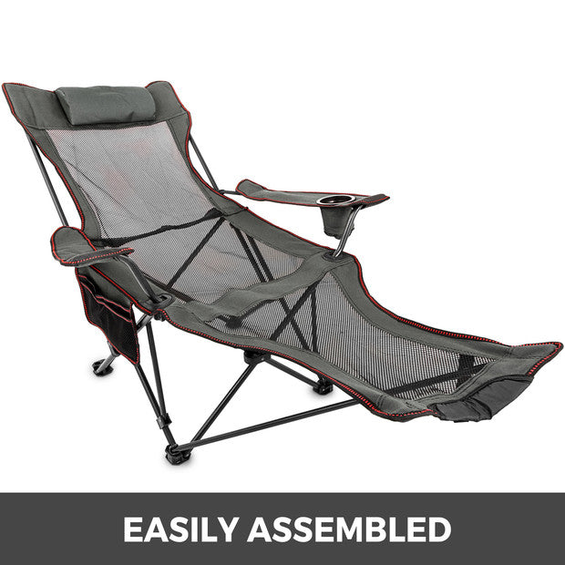 VEVOR Reclining Folding Camping Chair with Footrest Portable Nap Chair for Outdoor Camping Fishing Foldable Beach Lounge Chair