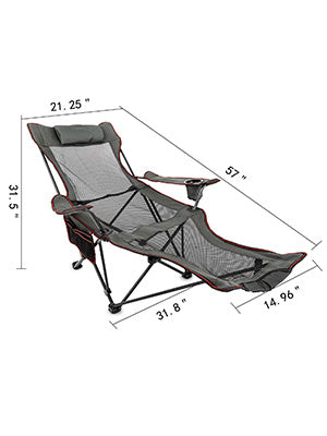 VEVOR Reclining Folding Camping Chair with Footrest Portable Nap Chair for Outdoor Camping Fishing Foldable Beach Lounge Chair