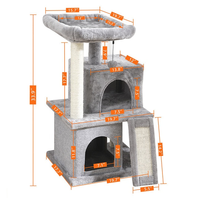 Fast Domestic Delivery Pet Cat Tree House Condo Multi-Level Cat Toys Scratching Post for Cats Wood Climbing Tree Cat Tree Towers