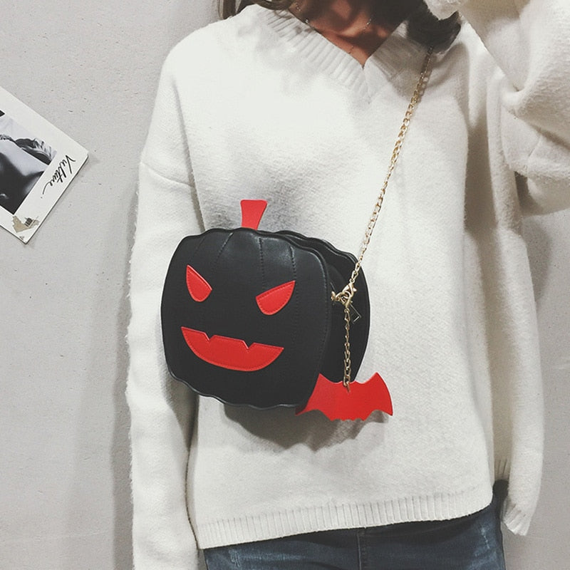 2021 Women Pumpkin Handbag Halloween Candy Bag Little Devil Shoulder Messenger Bag Fashion Girls Crossbody Bags Bolsa Feminina